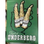 A circa 1957 German bus stop advertising poster for Underberg herbal bitter, approx 91cm x 128cm,