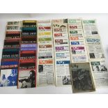 A collection of vintage folk music magazines comprising 'Sing', 'Folk Review', 'Sing Out' and