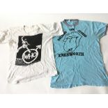 Two vintage band t shirts comprising The Rolling Stones at Knebworth 1976 and a limited edition of