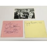Three original Beatles signatures comprising Paul McCartney, George Harrison and Ringo Starr. The