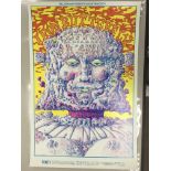 A Bill Graham 1967 Iron Butterfly insert poster, 2nd printing, approx 53.5cm x 35.5cm.