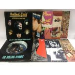 Nine Rolling Stones LPs comprising 'Tattoo You', 'Black And Blue', 'Emotional Rescue' and others.