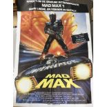 A large 1983 bus stop French film poster for 'Mad Max' approx 114.5cm x 158cm, folded.