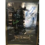 A framed and glazed Lord Of The Rings - The Two Towers US one sheet film poster with multiple