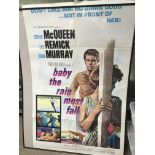A US one sheet film poster for 'Baby The Rain Must Fall' approx 68.5cm x 104cm, folded with a tear