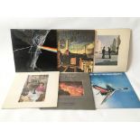 Six rock LPs by Pink Floyd, Led Zeppelin, Deep Purple and Uriah Heep.