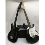 A Yamaha electric guitar, model EG012, together with a soft carry case, an Encore electric guitar