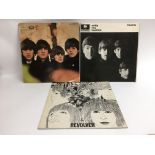 Three Beatles LPs comprising 'With The Beatles', 'Beatles For Sale' and 'Revolver', condition good