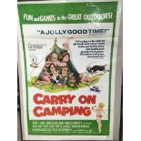 A 1971 US one sheet poster for 'Carry On Camping', approx 69cm x 104cm, folded.