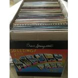 A box of LPs by various artists including Bruce Springsteen, Van Morrison, Al Kooper, Peter