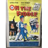 A 1961 US one sheet film poster for 'On The Fiddle', approx 69cm x 102cm, folded with two small