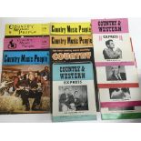 A box of music books and sheet music comprising country and folk examples together with some '