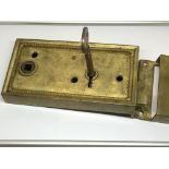 A George V solid brass lock with a beaded edge case with strike box and key stamped secure 2