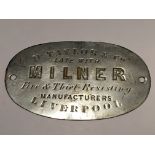 An oval Chrome plated brass safe makers plaque maker Milner diameter 15cm