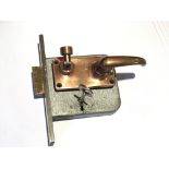 A 1950s Chubb Mortice night latch with bronze furniture and key 8.5cm x 13cm