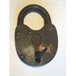 A large Antique padlock scratch built by a traditional blacksmith. With key 13x9cm