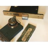 Two Yale cylinder mortice locks with screw in cylinders and keys. 8x9cm and 8x18cm.