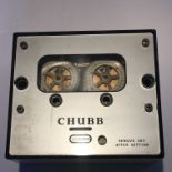 A 1960s Chubb Vault time time delay lock with two times. 15x17cm.