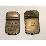 Two cast brass safe door lock escutcheons (2)