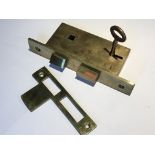 A Quality brass cast case upright mortice lock with GM key strike plate and Marine Quality