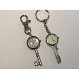 Two unusual quartz working ladies key chain watches requiring batteryÕs.