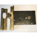 A hand made steel and brass Roller bolt mortise lock with 5/8 square full rebate with key to