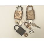 Four Quality British made Padlocks with keys three brass Yale and one Banham padlock (4)