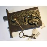 A Quality Victorian brass and steel bed chamber lock complete with all pierced brass scroll