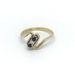 18ct sapphire and diamond ring, 3.2g, (P.5).