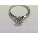 An 18ct white gold diamond solitaire 1.07ct ring, size N.