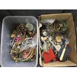 A box of mixed costume jewellery etc.