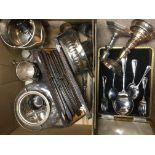 A box of good quality silver plated items.