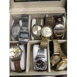 A display box of vintage watches.