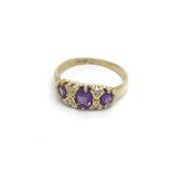 18ct Amethyst and diamond ring (K.5), 2.7g