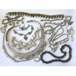 A quantity of vintage diamonte paste necklaces