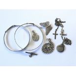 Various silver jewellery including bangles, locket