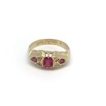 An 18carat gold ruby and diamond ring ring size I