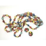 A three strand multi coloured glass bead jewellery