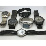 Six watches, various makes including Rotary, Fossil, John Rocha and others.