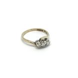 A 9carat gold ring set with three diamonds. ring s