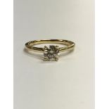 An 18ct yellow gold solitare diamond ring approx 0.75ct.