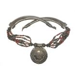 An Asian silver and coral necklace, approx 117g