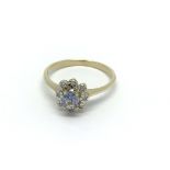 An 18carat gold ring set with a Ceylon sapphire an