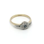 18ct yellow and white gold sapphire and diamond ri