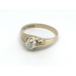 A gents 9ct gold 5 point solitaire diamond ring, a