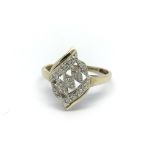 An unusual 18carat shaped diamond ring with an ope