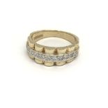 A 9carat gold ring set with horizontal row of diamonds ring size Q