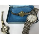 A Verni .800 silver mesh Bracelet watch, Tissot watch plus a sterling silver watch.