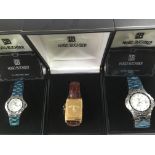 Three boxed and as new Hugo Buchser designer watch