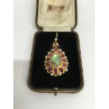 A Late 19thC natural ruby, emerald and pearl India